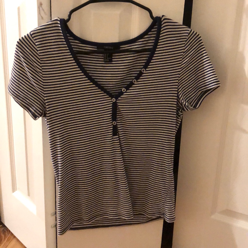 Half Button Up Striped Top